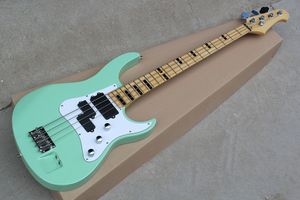 Factory Custom Green 4 Strings Electric Bass -gitaar met zwarte fret inlay esdoorn fretboard witte pickguard aanbiedt aangepaste services