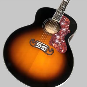 Guitarra personalizada de fábrica con tapa de abeto sólido, lados de arce y espalda, serie jumbo de 43 pulgadas J200 vs acústica guitarra