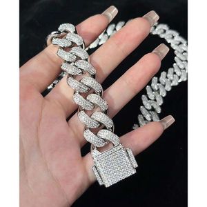 Factory Custom Hip Hop 925 Silver Iced Out Necklace 8mm 10 mm 12 mm 14mm VVS Moissanite Maimi Cuban Link Chain Ketting Men Women Women