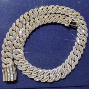 Factory Custom Hip Hop Bagutte Cut VVS Moissanite Chain Lab Diamonds Iced Out Miami Cuban Link Gold Ploated