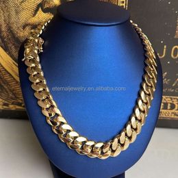 Factory Custory Hip Hop Real S Sier 9k 10k 14k Solid Gold Miami Cuban Link Link Collier Bracelet pour hommes femmes