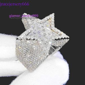 Factory Custom Hiphop Sieraden Sier VVS Moissanite Hip Hop Star Iced Letter Menmoissanite Diamond Ring