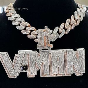 Factory Custom Iced Out VVS Moissanite Lab Hip Hop Naam Ketting Hanger Pass Diamond Tester Mannen 10K Gouden Sieraden