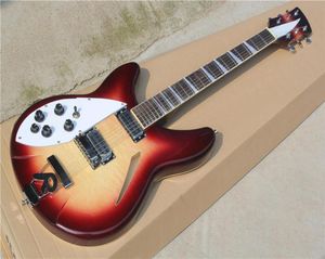 Factory Custom Left Handed Semihollow Cherry Sunburst Electric Guitar met 6 Stringswhite Pickguardcan worden aangepast2168767