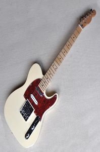 La guitarra eléctrica amarilla clara personalizada de fábrica con el diapasón de arce Red Pickguard Chrome Hardware se puede personalizar2308182