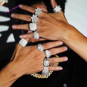 Factory Custom Luxury Jewelry 925 Silver VVS Moissanite Diamond Hip Hop Ring Star Iced Out Letter Ring Men