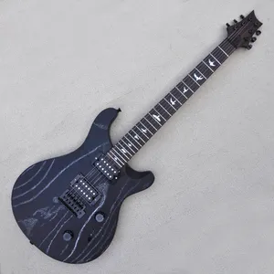 Guitare électrique noire mate personnalisée en usine, avec matériel noir de Style relique, manche en palissandre, Pickups HH personnalisables