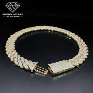 Factory Custom Mannen Hip Hop Iced out 18inch Solid S925 10K 14K 18K Goud geel 10mm Moissanite Diamond Cubaanse Ketting Link Necklace281i