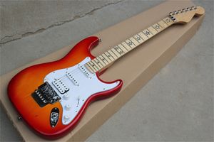 Guitare électrique de couleur orange personnalisée en usine avec incrustation de touche étoile, micros SSH, manche en érable, matériel chromé, fournir des services personnalisés