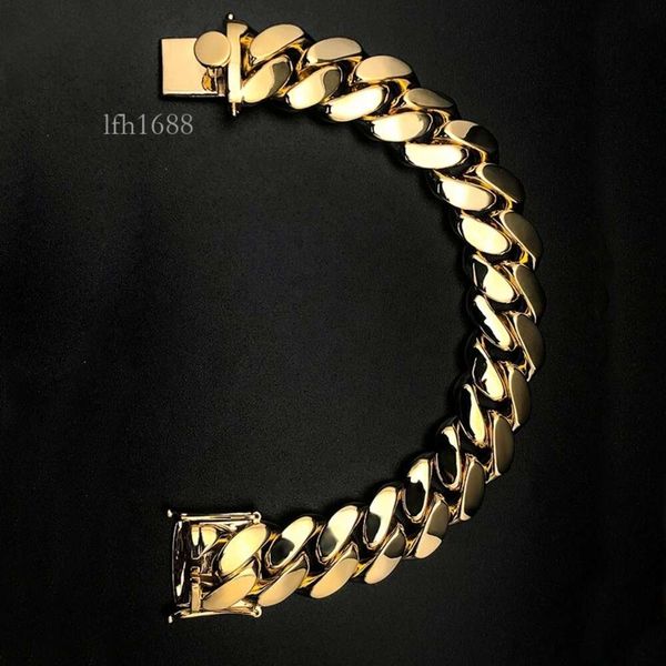 Bracelet en or véritable S Sier 9K 10 14K, chaîne à maillons cubain uni de haute qualité, bijoux Hip Hop à la mode