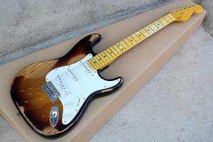 Fabriek aangepaste retro elektrische gitaar met ash body, witte slagplaat, 3Spickups, gele esdoorn fretboard, met aangepaste services
