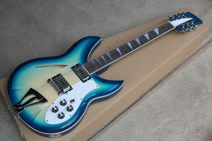 Factory Custom Semi-Hollow Blue Sunburst elektrische gitaar met 12 snaren, chromen hardware, HHH pickups, kan worden aangepast