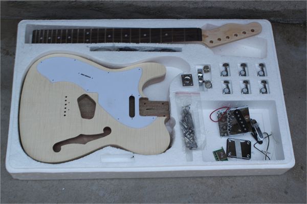 Guitarra eléctrica para zurdos con cuerpo semihueco personalizado de fábrica con cuerpo de caoba, se puede personalizar según su pedido