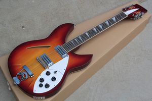 Factory Custom Semi-Hollow Sunburst elektrische gitaar met 12 snaren, palissander toets, HH pickups, 2 ingangen, kan worden aangepast