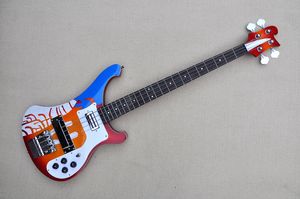 Guitare basse électrique à motif spécial personnalisé en usine, avec Pickguard blanc, touche en palissandre, matériel chromé, offre personnalisée