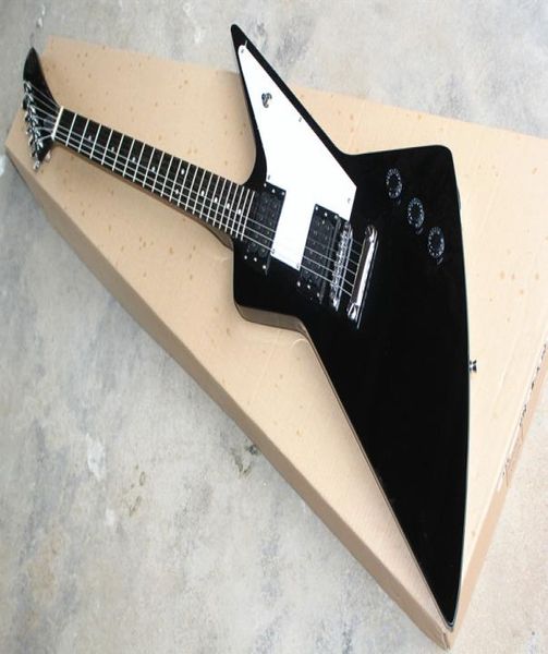 Guitarra eléctrica de cuerpo especial personalizado de fábrica con guitarra eléctrica negra con Pickupschrome Hardwarecan fijo para personalizar 8211232