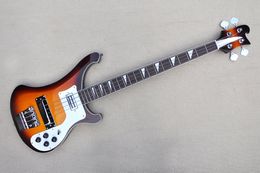 Guitare basse électrique à 4 cordes Sunburst personnalisée en usine avec matériel chromé en palissandre Pickguard blanc Offre personnalisée