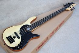 Factory Custom Taiji 5 Strings Elektrische Bass met Prooseidy Fretboard, Flame Maple Fineer, Black Hardwares, Aanbieding op maat