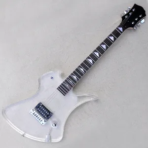 Guitare électrique acrylique transparente personnalisée en usine, avec manche en érable, manche en palissandre, personnalisable