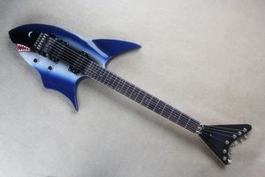 Guitare électrique en forme de requin pour enfants/voyages personnalisés en usine avec 24 frettes, touche en palissandre, peut être personnalisée