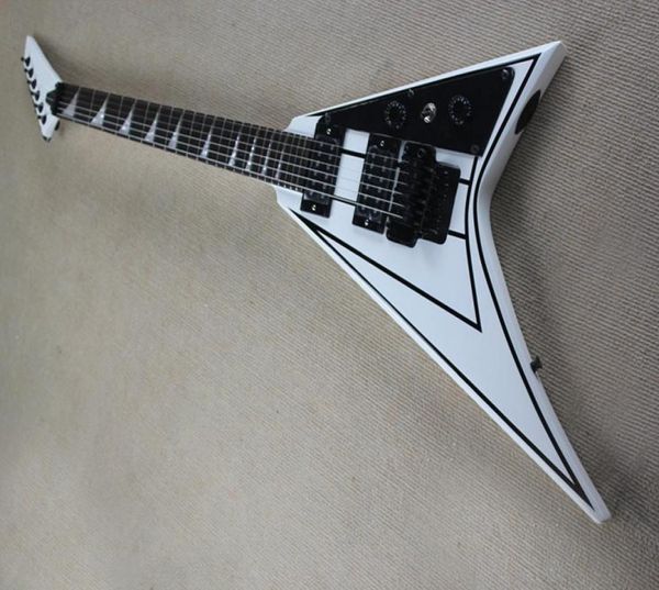 Factory Custom Vs Shape White Electric Guitar con tiras negras Hardwarefloyd Rose Bridgecan debe personalizarse4412856