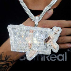 Factory Custom VVS Lab Moissanite Diamond hanger ketting Iced Out Hip Hop Letter Naam Hangketen voor mannen Fijne sieraden