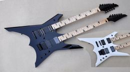 Guitarra eléctrica negra de doble cuello, blanca, personalizada de fábrica, con 6 y 12 cuerdas, diapasón de arce con hardware negro, oferta personalizada5154414