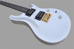 Guitare électrique blanche personnalisée d'usine avec haut en érable, manche en ébène, incrustation de frette d'ormeau, micros HH, CA