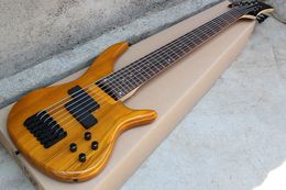 Factory Custom Yelle 7 strings elektrische basgitaar met ash body, palissander toets, zwarte hardware, aanbieding aangepast