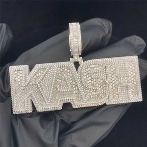 Factory Customized 925 Sterling Silver Sieraden Mozaïek Kash Letters Gepersonaliseerde luxe hiphop damesbrief hanger