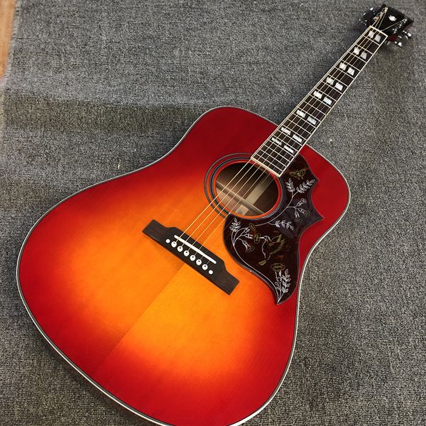 Guitare personnalisée en usine, table en épicéa massif, touche en palissandre, éclisses et dos en acajou, guitare acoustique série colibri de 41 