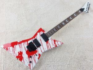 Factory Customs White Electric Guitar met Bloody Pattern Tremolo Bridge kan worden aangepast