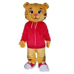 Factory Leuke Daniel The Tiger Red Jacket Catoon Character Mascot Mascot -kostuum Fancy Mascot -kostuum voor volwassenen om te dragen