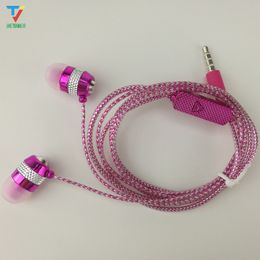 Factory deal sprankelende universele gouden sliver roze in-ear oortelefoon oorschelp headset kristallijn 3 kleuren met microfoon