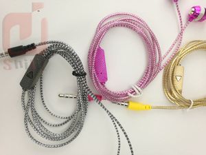 Factory Deal Scintillating Universal Golden Sliver Pink In-Ear Oortelefoon Earcup Headset Crystal Line 3 Color met Mic 1000PS / Lot