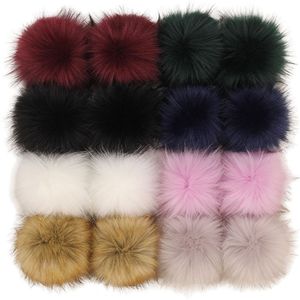 Factory decoratieve bloemen kransen bont pom poms voor hoeden 4 inch faux bontballen pluizige pompoms ambachten met elastische lus sleutelhangers sjaals handschoenen tassen breien rra452