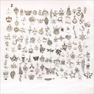Factory Direct 100pcs Tibetan Silver Charms Small Pendants Mix Many Types Jewelry Accessories Findings Bulk fit Bracelet Necklace Making