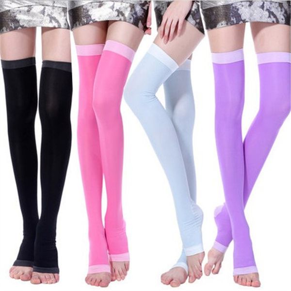 Chaussettes de sommeil de nuit 480D directes d'usine, filet rouge des médias d'asie du sud-est, chaussettes à pression en plastique, chaussettes à jambes fines du japon