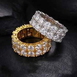 Fabriek Direct 925 Sterling Zilver Klasse 2 Rijen Moissanite Diamond Hip Hop Bulk Cross Hiphop Ringen voor Mannen Vrouwen