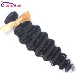 Factory-direct Krullende haarextensies Ongewerkt Deep Wave Braziliaanse maagdelijk Human Hair Weave 1 bundel goedkope dubbele machine inslag diep krullen