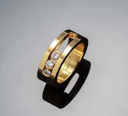 Factory direct fashion European jewelry three diamond sliding ring Couple three diamond ring male and female diamond sliding ring7320725