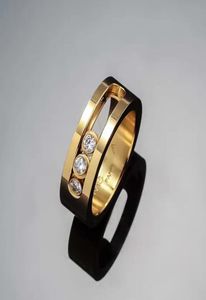 Factory Directe mode Europese sieraden Drie diamanten schuifring paar drie diamanten ring mannelijke en vrouwelijke diamant glijdende ring9960485