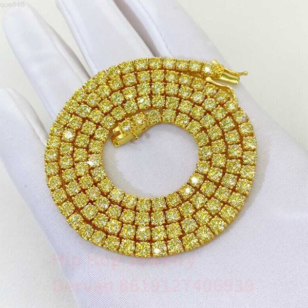 Factory Direct Gra Rare Yellow Gold Moissanite Tennis Chain 925 Silver White Gold 5mm 6.5mm Tennis Pulsera Collar