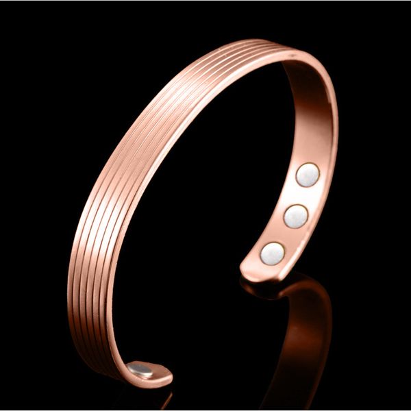 Bracelet de thérapie magnétique de soins de santé directs d'usine Bracelet ouvert plaqué or européen et américain Bracelet en cuivre pour femmes simple petit produit en gros