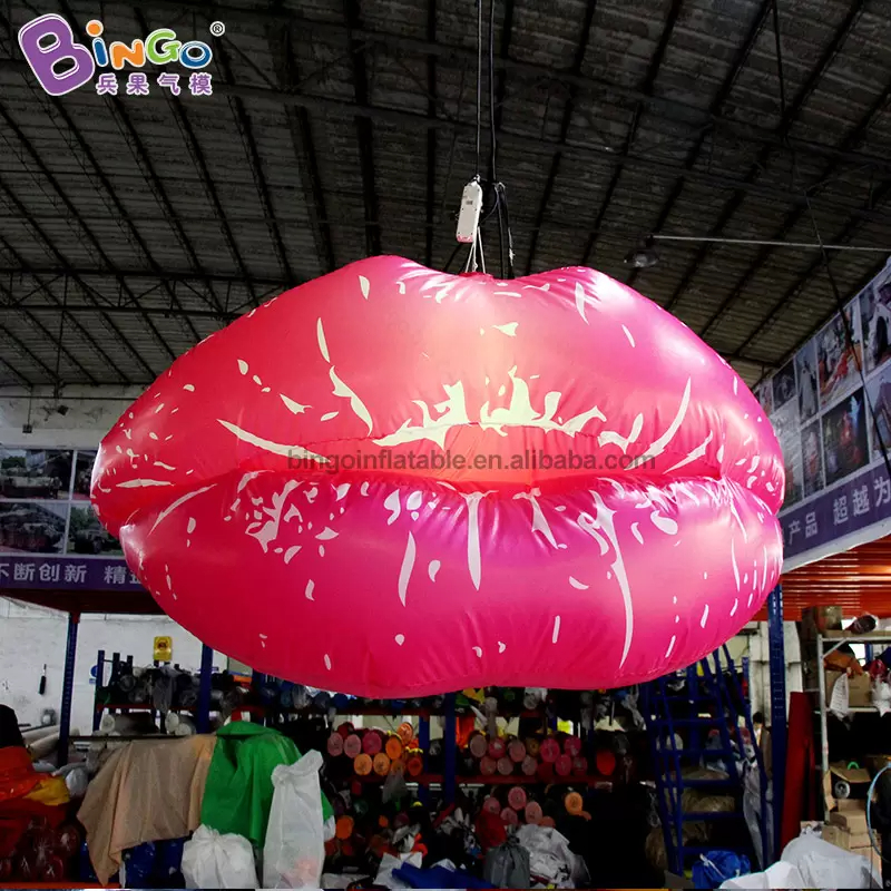 Factory direct inflatable red lips with lights inflation air blown sexy lips for Valentine' s day party event decoration toys sports