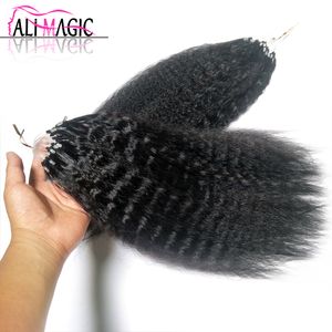 Factory Direct Kinky Curly Micro Loop Hair Extension 70g 100g / lot 100s # 1B zwart # 4 # 6 bruin # 27 # 613 Blonde 12-26inch