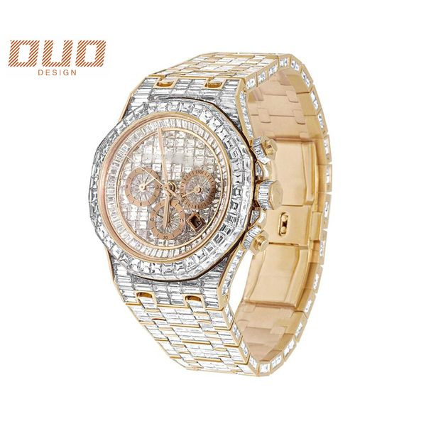 Precio directo de fábrica totalmente personalizado Iced Out Diamond Lab Grown Watch para hombres Hip Hop Diamond Jewelry Watch Gift