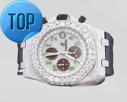 Prix direct d'usine de la montre personnalisée Hip Hop analogique à la mode cloutée de diamants VVS Clarity Moissanite disponible pour les acheteurs en gros