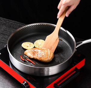 Factory Direct S 304 Panoulette à friture en acier inoxydable Pan omelette en acier trois-y-ye
