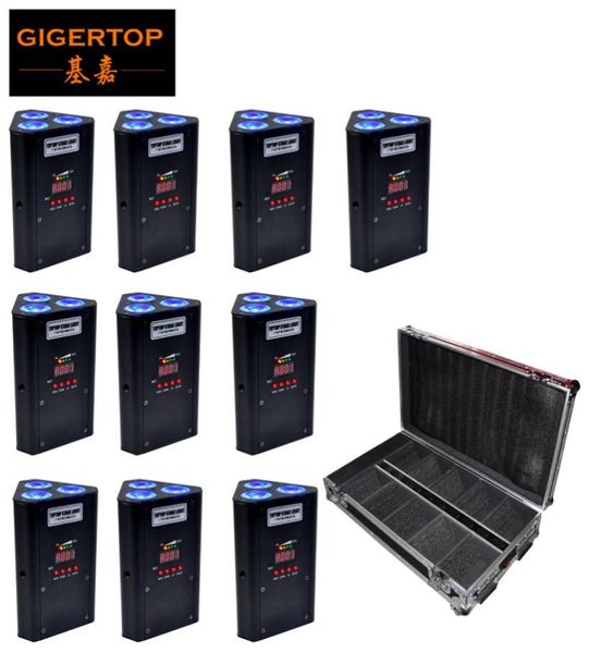 Factory Direct S DJ Design Uplight DMX512 Batterie 3X18W RGBWAP LED Contrôle infrarouge Ajustement Spush Sking 10in1 Charging Road Case1319355